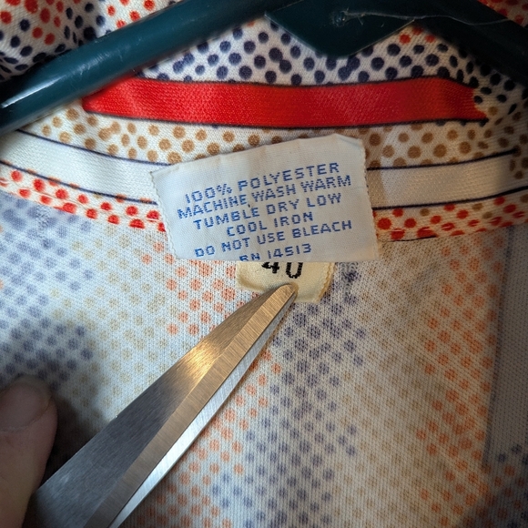 Vintage 1970s polyester short sleeve button down small 40 - Picture 6 of 11